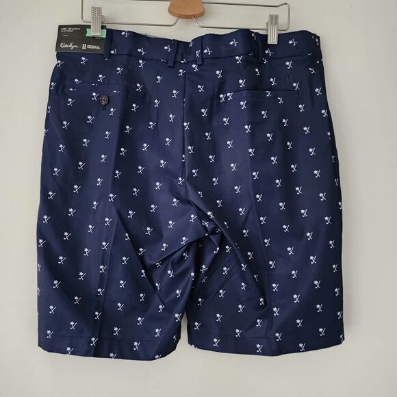 NWT Walter Hagen Perfect 11 Golf Shorts Palm Trees Golf Clubs Navy Mens Size 36 - Picture 2 of 3